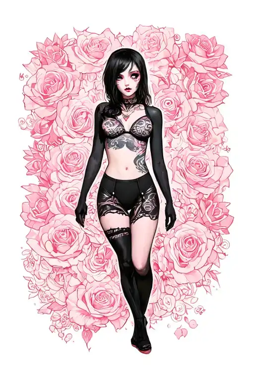 Mommy Goth very sexy girl with tittys out tattoo design idea