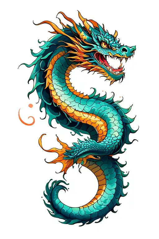 sea serpent dragon wrapped tattoo design idea