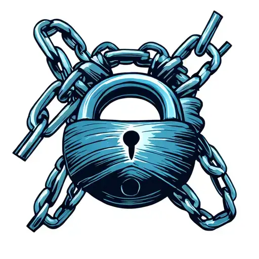 Blue lock style chains on the stylized knee tattoo design idea