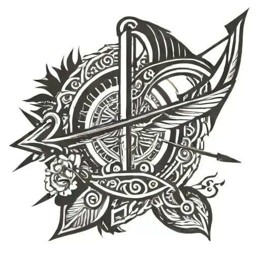 archery arrow, tribal  tattoo design idea