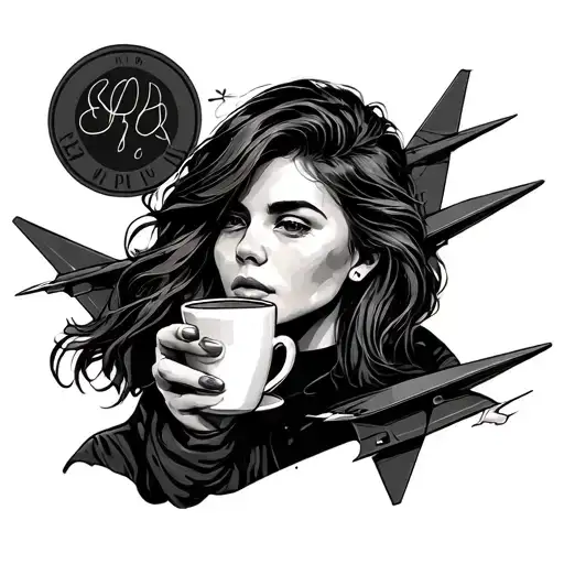 burnout, paper planes, coffee, stranger, backseat tattoo design idea