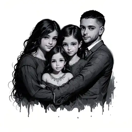 representation of 3 sons and 2 daughters to a father tattoo design idea
