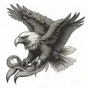 eagle with spread wings with a snake in its beak symbolizing tattoo design idea