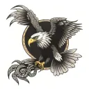 eagle with spread wings with a snake in its beak symbolizing tattoo design idea