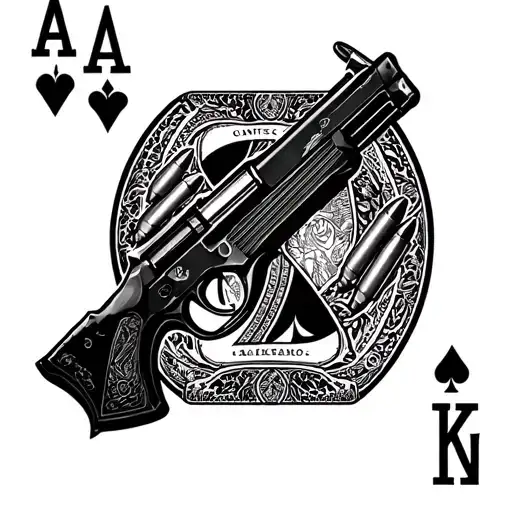 Ace card with Ak 47 and bullets  tattoo design idea