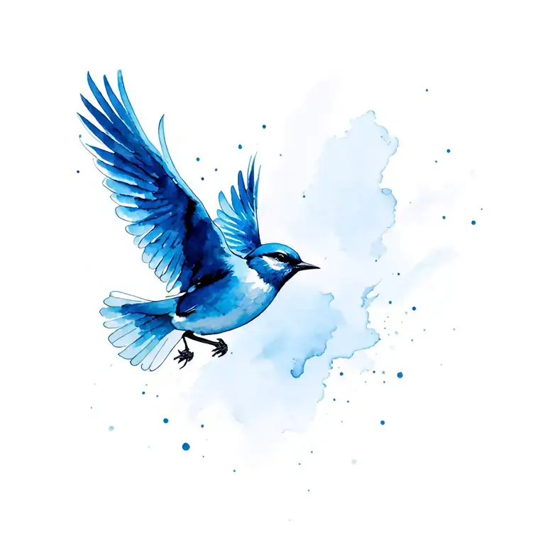 small blue bird soaring tattoo design idea