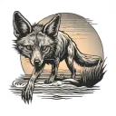 jackal in a seaside sunset with a sunset tattoo design idea