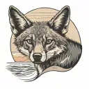 jackal in a seaside sunset with a sunset tattoo design idea