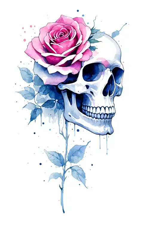 Rose inside skull tattoo design idea