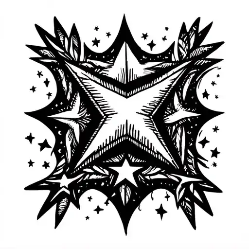 19 5 point trailing stars  tattoo design idea