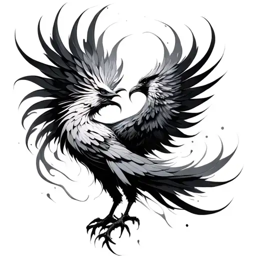 abstract phoenix rising tattoo design idea