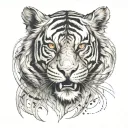 biomechanical Polynesian mythical tiger tattoo feral look facing front tattoo design idea