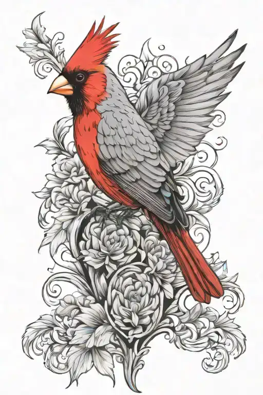 can you design a full back tattoo with a red cardinal and a blue cardinal with one side has a red cardinal wing and the  tattoo design idea