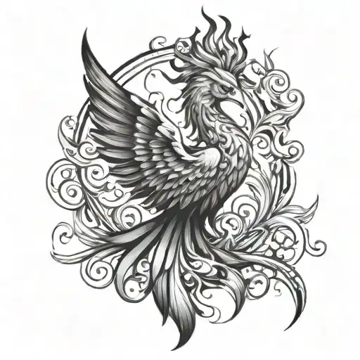 Feminine Phoenix tattoo design idea