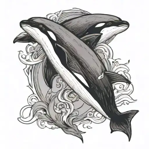 yin yan orca whale tattoo design idea