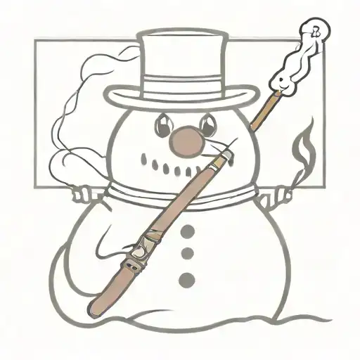 angry snowman smoking cigar tattoo design idea