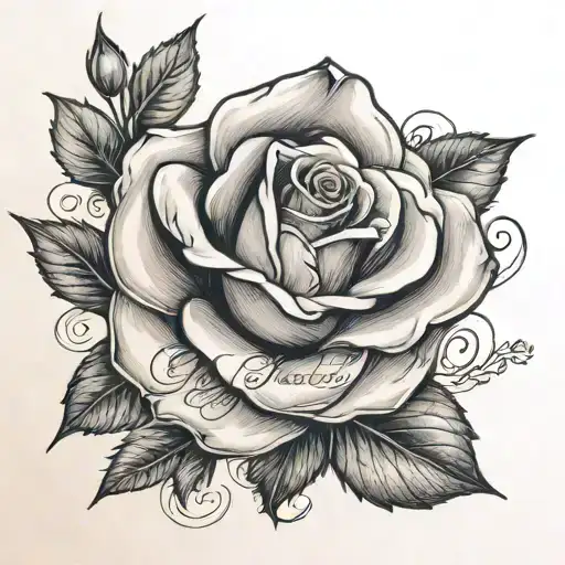 one rose next to the words "our special day 06.11" written in cursive  tattoo design idea