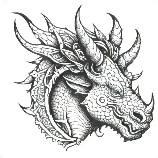 rhino coverup of a side-profile dragon head tattoo tattoo design idea