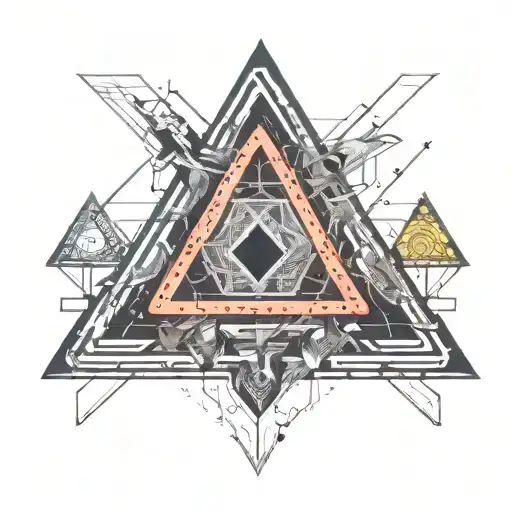 cyberpunk, microschem, one neon triangle, cyber heart in the centre  tattoo design idea