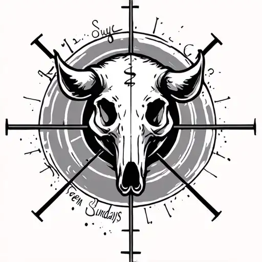 hog skull and crosshairs Seven Sundays tattoo design idea