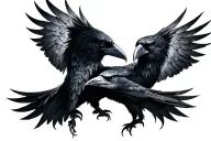 Valhalla gates and ravens Huginn and Muninn tattoo design idea