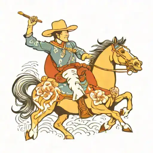 cowboy riding a horse tattoo design idea
