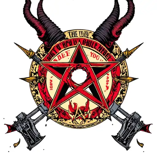 shout at the devil pentagram motley crue tattoo design idea