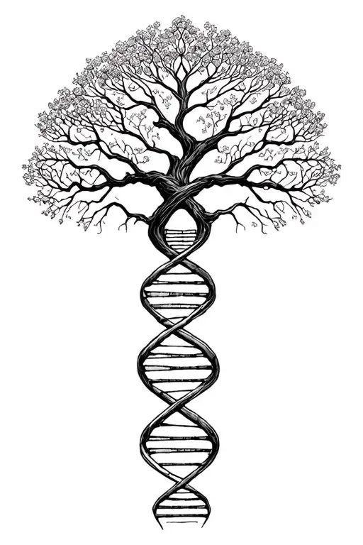 tree of life with human DNA double helix intertwined, make it simple  tattoo design idea