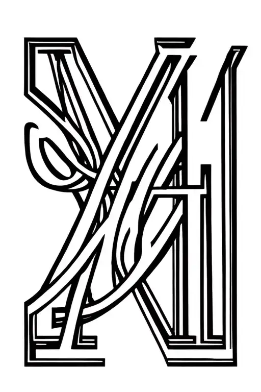 combine the letters "A" and "M" into a single, cohesive artistic monogram, and subtly incorporate the number 1 and 4 tattoo design idea