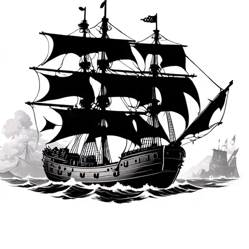 medium pirate ship sailing tattoo design idea