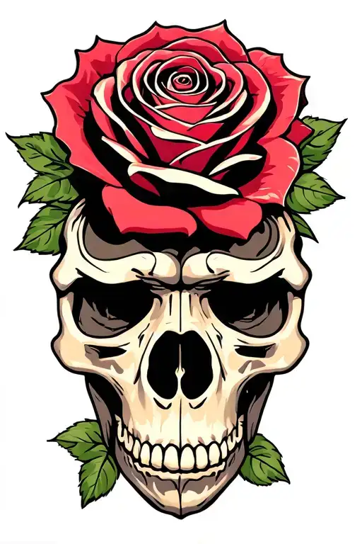 rose and gorilla skull trafitional tattoo design idea
