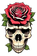 rose and gorilla skull trafitional tattoo design idea