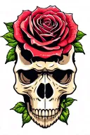 rose and gorilla skull trafitional tattoo design idea