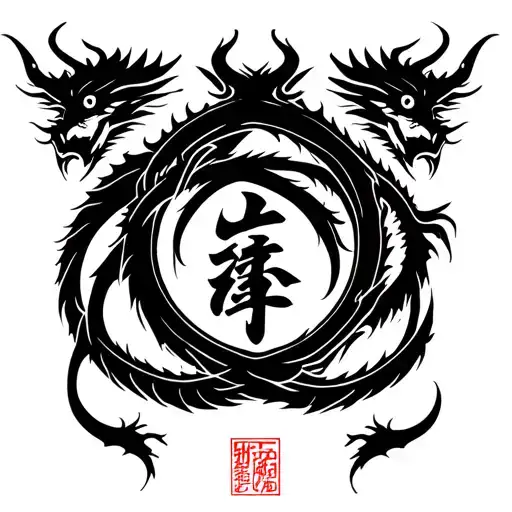 ouroboros dragon surrounding chinese surname fang tattoo design idea