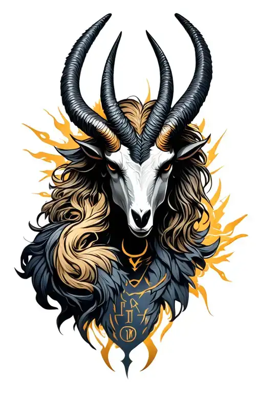 arcangel Uriel with capricorn zodiac sign tattoo design idea