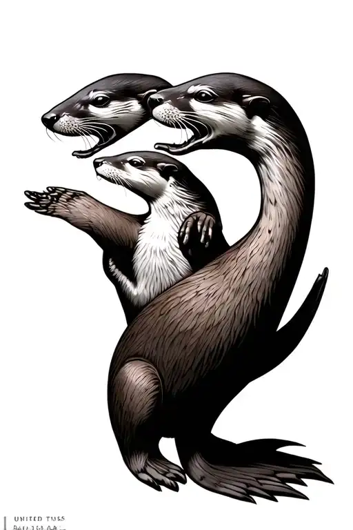 otters and united states and bosnia tattoo design idea