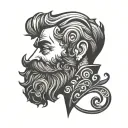 bearded question mark silhouette tattoo design idea