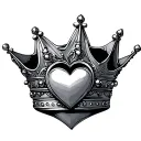 B king crown with heart tattoo design idea