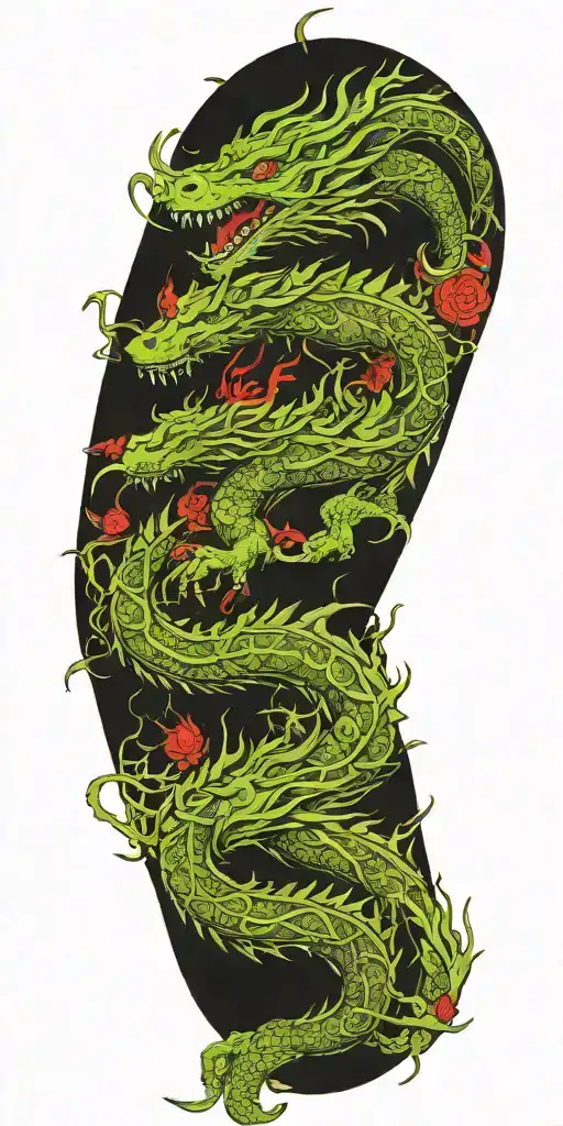 chinese zodiac wood dragon tattoo featuring strength wisdom forest and natural elements tattoo design idea