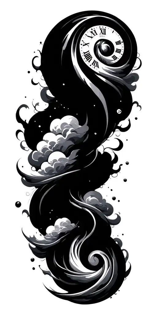 spiral, swirl, clouds, space, time tattoo design idea