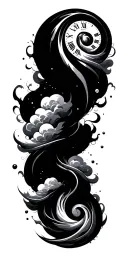 spiral, swirl, clouds, space, time tattoo design idea