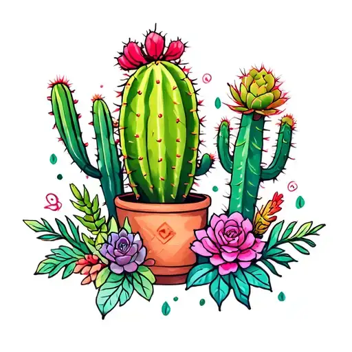 cactus and succulent feminine tattoo tattoo design idea