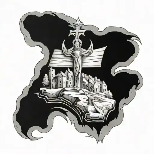 hill of calvary  tattoo design idea