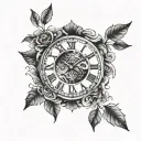 clock face surrounded tattoo design idea