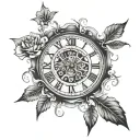 clock face surrounded tattoo design idea