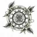 clock face surrounded tattoo design idea