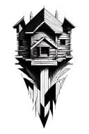 log cabin tattoo design idea