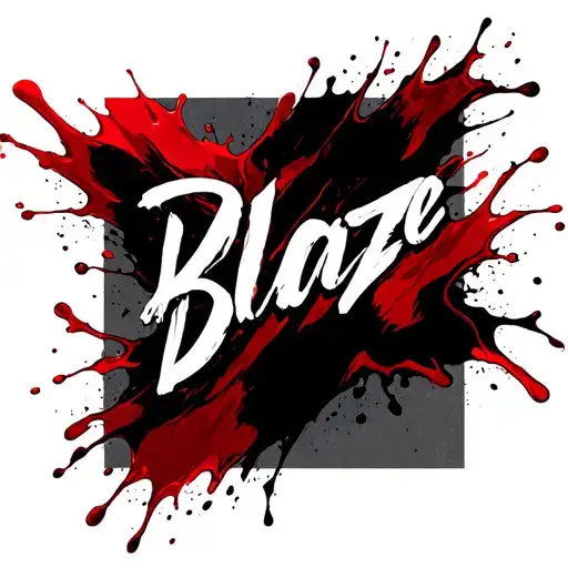 Red and black splashes forming the silhouette of the word Blaze tattoo design idea