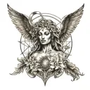 Celestial goddess with a nude spread pussy as the center of her power tattoo design idea