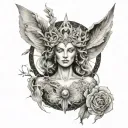 Celestial goddess with a nude spread pussy as the center of her power tattoo design idea